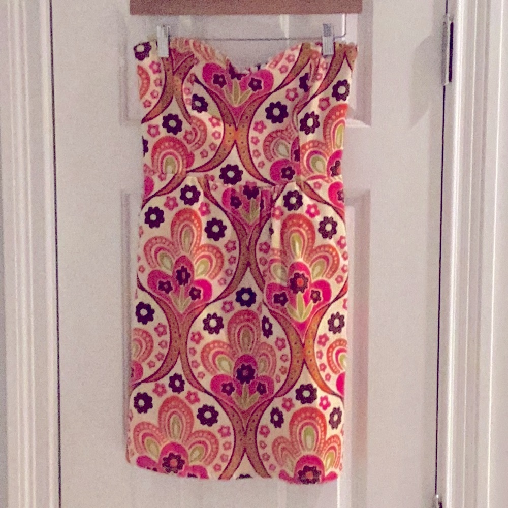 Judith March Unique & Rare Vintage Multicolor Strapless Dress